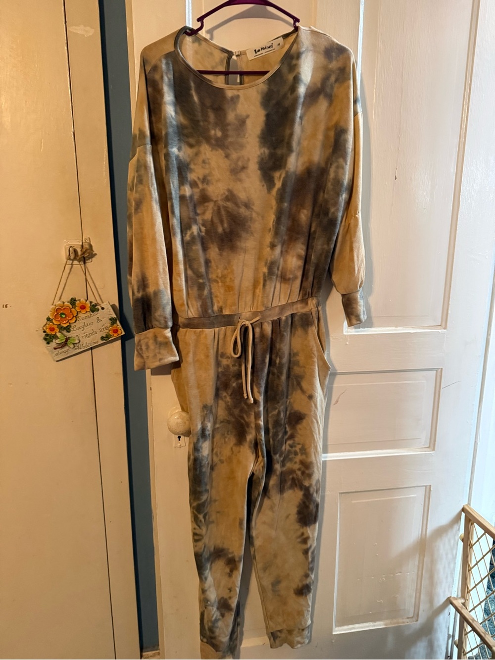 Three Bird Nest Tie-Dye Beige and Gray Jumpsuit
